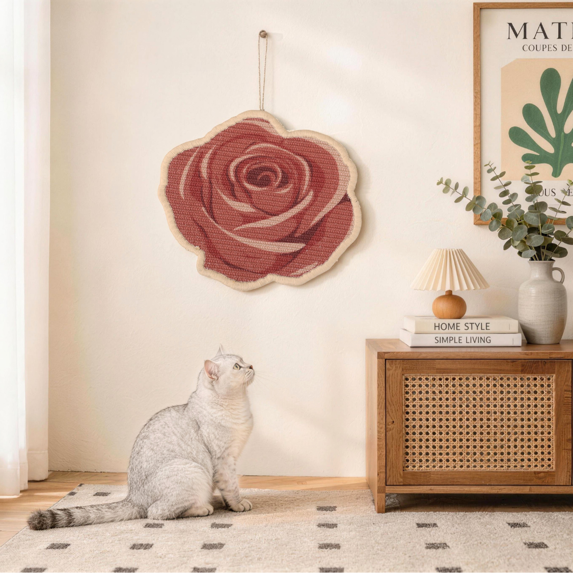 Natural Sisal Rose Flower Cat Scratching Mat