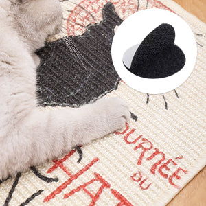 This picture shows that you may add the sisal scratching mat to the floor using Velcro pads