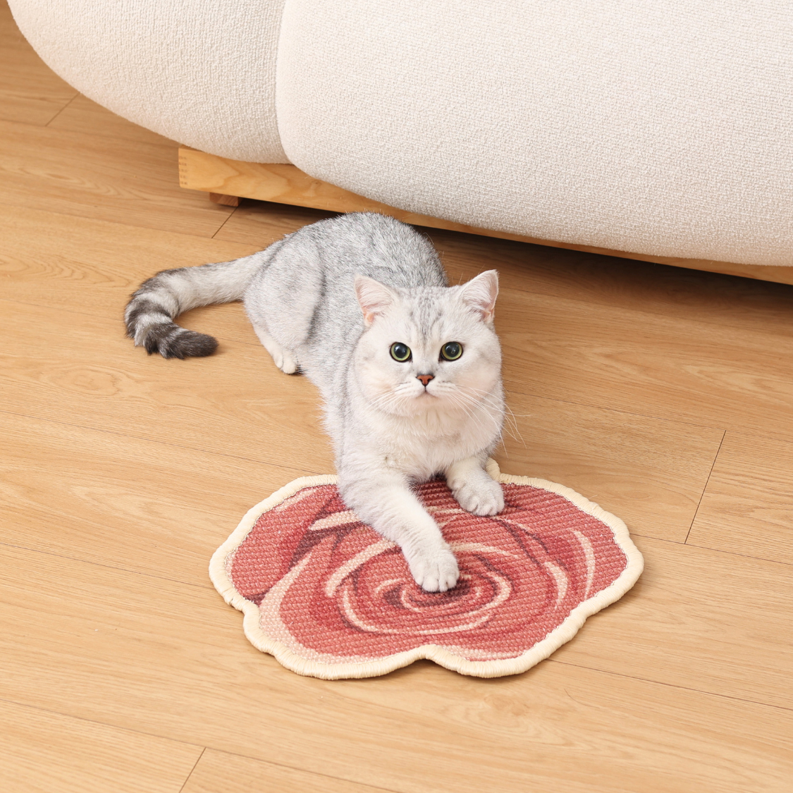 Natural Sisal Rose Flower Cat Scratching Mat
