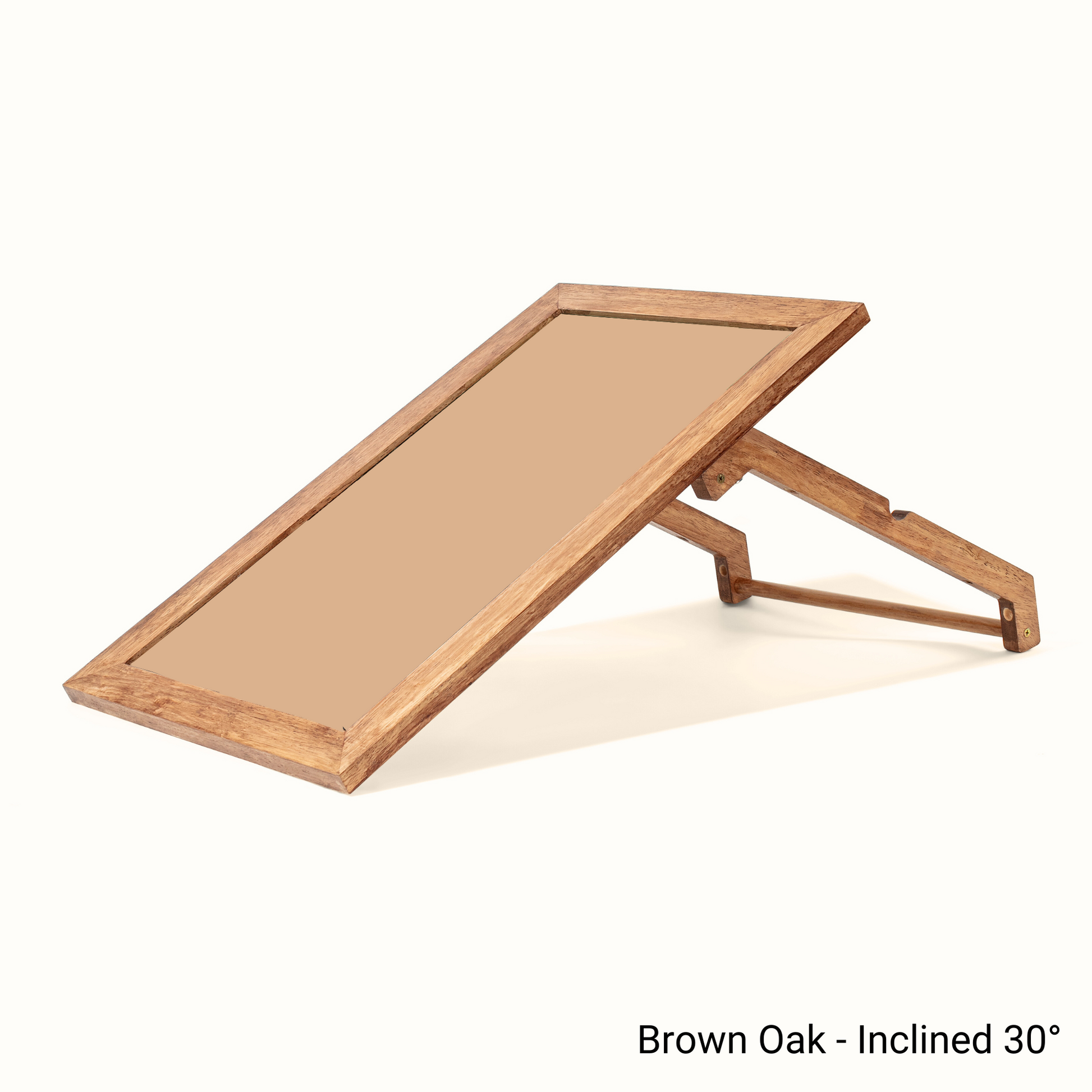 Elegant brown oak art frame, inclined at 30 degrees, showcasing premium quality wood and modern design.