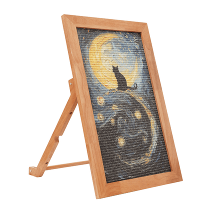 Stylish sisal art frame scratcher for cats featuring a moonlit design, perfect for scratching and lounging.